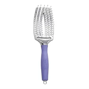 Finger Brush Medium by Olivia Garden (USA) – Ionic Bristles, Unique Curved and Vented Paddle Brush, Scalp Hugging Vented Shape, Ideal for Blow Drying, Styling Brush, Soft Touch Bristles
