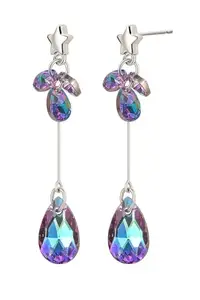 Women’s Star Crystal Drop Earrings – Dangle Stud Earrings with Multicolor Teardrop Crystals, Fashion Jewelry