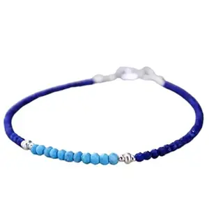 LKBEADS Natural Round Shape Smooth Cut Beads Stretchable Bracelet for Men & Women Lapis Lazuli & Turquoise Rondelle Faceted Multicolor 7 Inch Bracelet