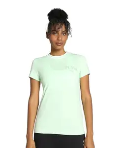 Puma Women's Printed Regular Fit T-Shirt (683709_Fresh Mint