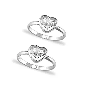 TARAASH Heart 925 Sterling Silver Toe Rings for Women | Chandi Bichiya | Metti | Foot Rings | Jodvi
