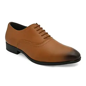 San Frissco Mens Formal Shoes Lace Up Leatherette Oxfords/Soft Cushioned Footbed with TPR Sole/Stylish, Trending, Party, Outdoor Shoes for Office & College - 7 (Tan)