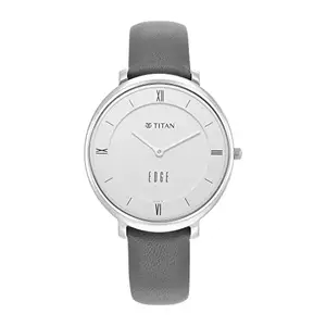 Titan Womens 33 mm Edge White Dial Leather Analogue Watch (WTT2655SL01, Not assigned, Not assigned)