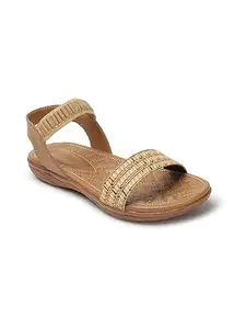 ICONICS Women's Slingback Comfortable Sandal for Casual Daily I Office Use ICN-ST-W-24 Tan Flat 3 Kids UK