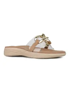 Inc.5 Womens Beige Casual Transparent Open Toe Flat Slip-On Sandals