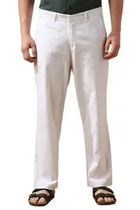 Dennis Lingo Men White Solid Straight fit Trousers