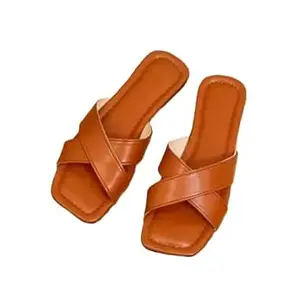 Women's Cross Strap Flat Sandals, Slip-On Style, Casual Footwear