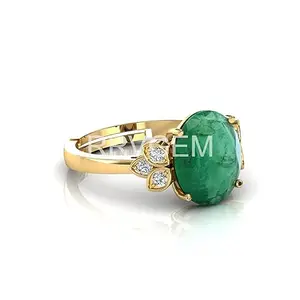 RRVGEM Natural Emerald RING 7.25 Carat Certified Handcrafted Finger Ring With Beautifull Stone Panna RING Gold Plated for Men and Women LAB - CERTIFIED