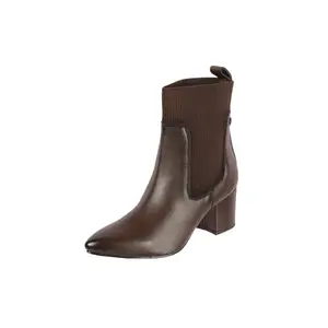 Metro Women Brown Synthetic Ankle-Length Chelsea Block Heel Boots UK/3 EU/36 (31-717)