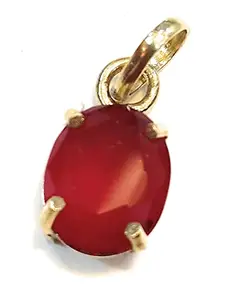 ratti Natural manik pendent panchdhatu Metal red Ruby Stone Pendant Certified for Unisex