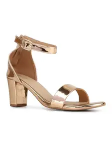 Inc.5 Womens Rose Gold Casual Solid Square Toe Block Heel Sandals