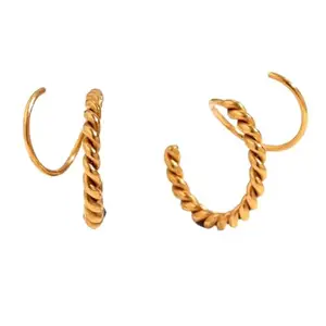 Crystal Crest 18K Plated Earrings - Twisted Cuffs (Golden)