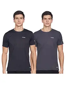 Charged Brisk-002 Melange Round Neck Sports T-Shirt Black Size Large And Charged Pulse-006 Checker Knitt Round Neck Sports T-Shirt Graphite Size Large