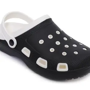 TOE CANDY Men's Slip-On Clog's Sandal | Casual |Waterproof Flip Flops Indoor & outdoor (Black_White-7)