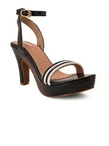 ELLE Women's Black Block Heel Sandal