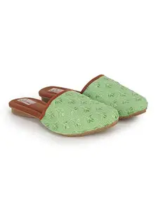 The Desi Dulhan Green Coloured Mules Flats