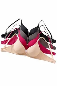 Fashfeed Women's Nylon Lycra Padded Non-Wired Full Coverage Bra (Pack of 2)