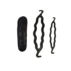 Arooman™ Hair Puff Grip,Stuffing & 2 small or medium Size Styling Clip Bun Maker M12190625