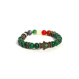 The Cosmic Connect Feng-Shui Green Jade 7 Chakra 8mm Beads Energized and Affirmed Seven Chakra Jade Stone Bracelet, Evil Eyes, bracelet for woman and Men