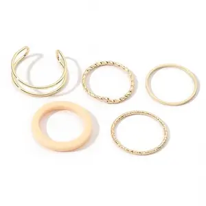 Salty Fashion Dynamo Duos Finger Rings for Women & Girls | Pack of 5 | Fancy | Adjustable | Stylish & Minimal | Birthday Gift | Aesthetic Jewellery | Accessories for Everyday Wear