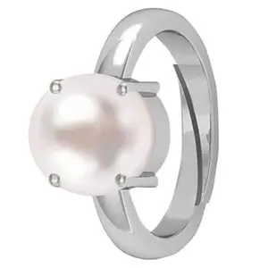 DAURAYA GEMS 100% Lab - Certified Pearl 11.25 Ratti / 10.75 Carat Natural Pearl Gemstone Original Certified moti Adjustable panchhdhaatu/Ashtadhatu Ring for Men and Women
