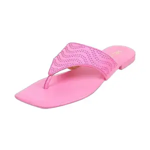 Metro Women Pink Ethnicwear Flat Chappal UK/3 EU/36 (32-487)