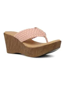 Inc.5 Womens Peach Casual Solid Round Toe Wedge Sandals
