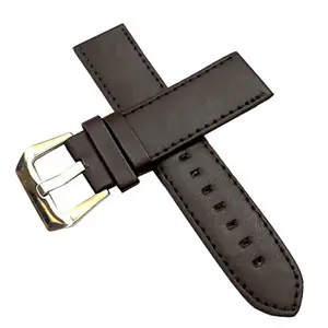 Ewatchaccessories 22mm Genuine Leather Watch Band Strap Fits PRC200 PRS200 CHRON Brown With Brown Stich Pin Buckle