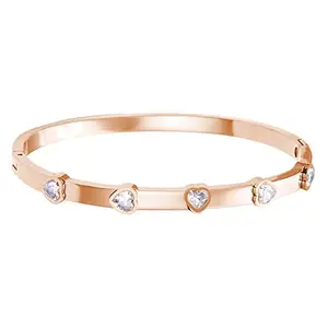 Peora Rose Gold Plated American Diamond Studded Kada Bracelet Stylish Fashion Jewellery Gift for Girls & Women (PX8B45C)