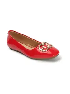 ELLE Women Ballerinas,Red,UK-8