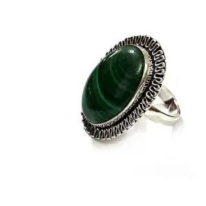 ASTROGHAR Natural Malachite Crystal oval shaped ring For Men And Women