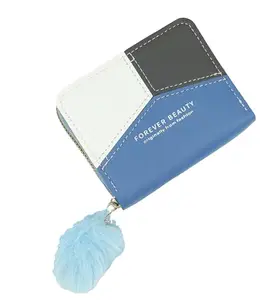 Valerie Women Small Wallet Wallets for Girls Credit Card Holder Coin Purse Zipper Small Secure Card Case (Blue)