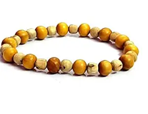 S&S Natural Tulsi and Chandan White Sandal Wood Bracelet For Men and Women