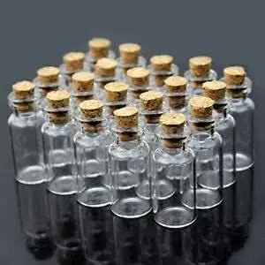 12pcs Lovely Small Wish Bottle Tiny Clear Empty Wishing Glass Message Vial with Cork Stopper 5ml Mini Containers Bottle by Candle Supply Co.
