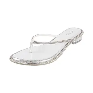 Metro Women Silver Flat Fashion Chappal UK/7 EU/40 (35-392)
