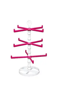 AGA 12 Branches Rotating Bangle Organizer -03 Steps With 04 Leaves Bangle Stand For Your Bangle Collections / Tree Shaped Bangle Holder For Dressing Table (PINK)