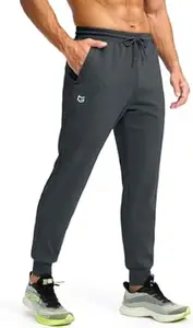 CB-COLEBROOK Men's Fleece Joggers with Zipper Pockets Solid TreckPants Water Resistant Athletic Workout Gym Sweatpants for Men