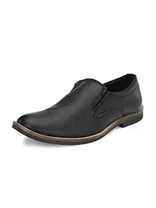 HiREL'S Men's Black PU Slip On Formal Shoes