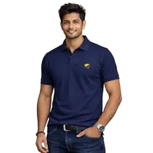 MEMAT Men's Cotton Rich Solid Polo Tshirt, Collar Tshirts, Half Sleeves, Plain-Regular Fit, 240GSM, for Casual, Office