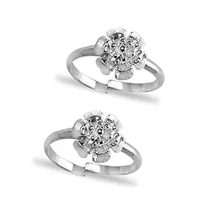 TARAASH 925 Sterling Floral Motif Silver Toe Ring For Women