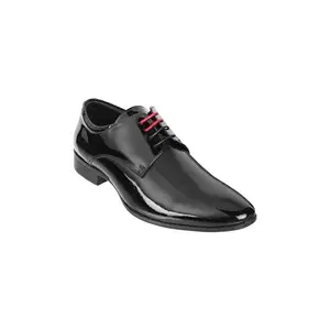 Metro Men Black Leather Flats Lace Up Lace Up UK/8 EU/42 (19-6582)