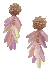 Flikker: Traditional Bollywood New Year Gift Latest Fancy Attractive Look Leaf Korean Earrings for Women and Girls (Light Pink, Pack of: 1)
