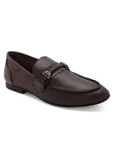 EZOK Men's Genuine Leather Slip-On Moccasin Shoes (Brown-10 UK)
