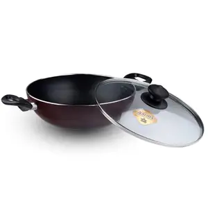ASIAN Non Stick Aluminium Kadhai, 24cm, Red (Induction and Gas Stove Compatible) price in India.