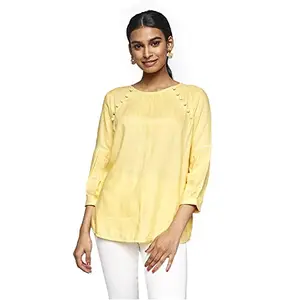 global desi Women's Regular T-Shirt (SS22GH013TPRYS_Yellow XL)