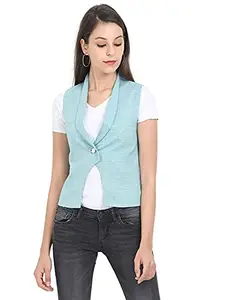 ECOLINE Clothing Eco-Friendly Women's 50/50 Blend Shawl Collar Waist Coat (Jade, Large)