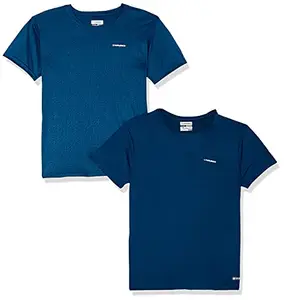 Charged Endure-003 Chameleon Spandex Knit Round Neck Sports T-Shirt Teal Size Xl And Charged Play-005 Interlock Knit Geomatric Emboss Round Neck Sports T-Shirt Teal Size Xl