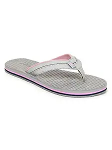 REFOAM Grey & Pink Rubber Slip On Casual Slippers/Flip-Flop For Women