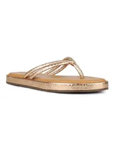 Inc.5 Womens Golden Casual T-Strap Flats