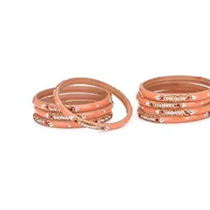 Party Glass Bangle Set Ornamented With Beads For Spaical Look (Pack Of 8 Bridge Shining & Attractive (BBbangle-ND1.d_bang)